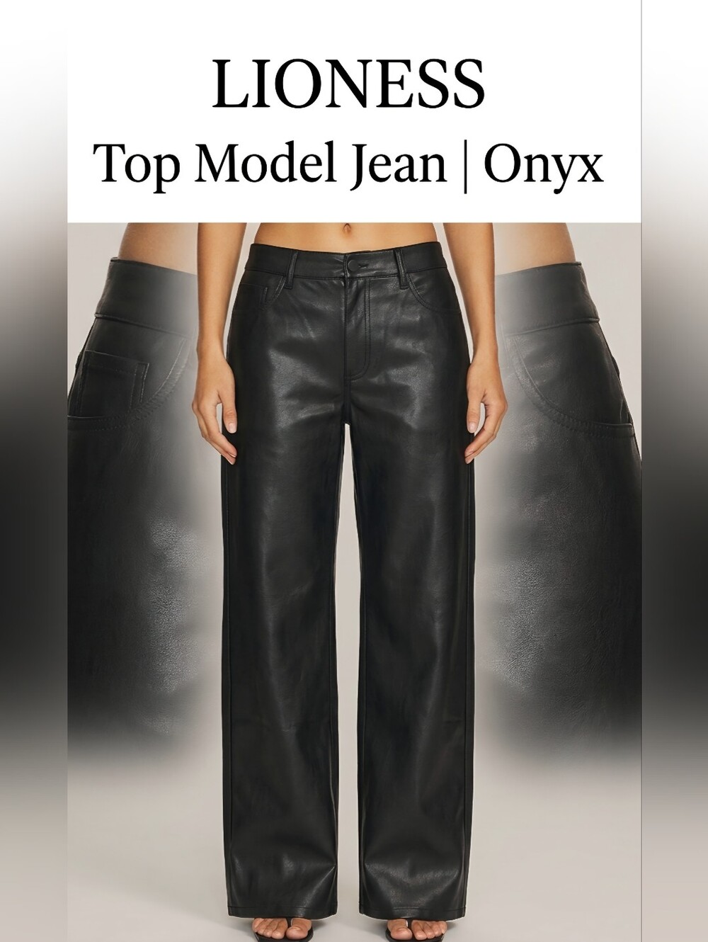 LIONESS Top Model Faux Leather Wide Leg Pants Black S 4 6 High Waisted